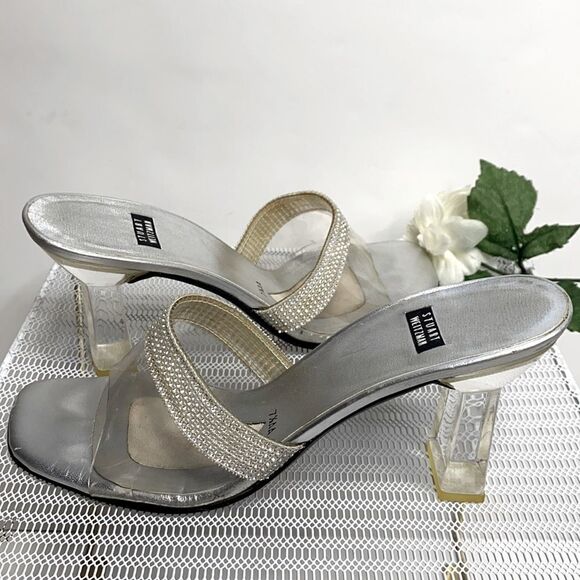 Stuart Weitzman SPELLBOUND Crystal Rhinestone Clear Sandals Lucite Heel 7.5AA‎ - Picture 1 of 15
